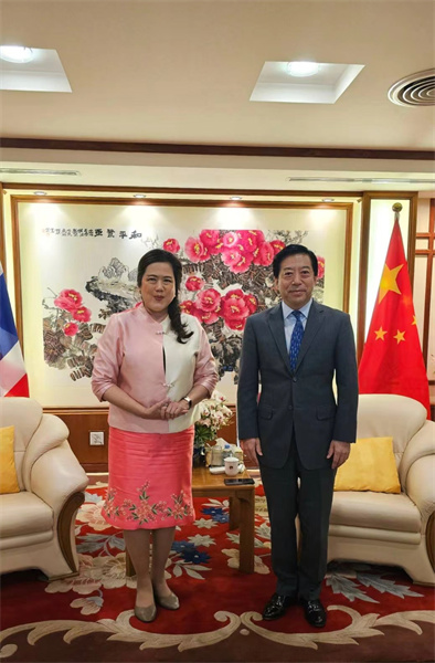 中國駐泰國大使會見泰國民聯(lián)廳候任廳長。中國駐泰國大使館供圖