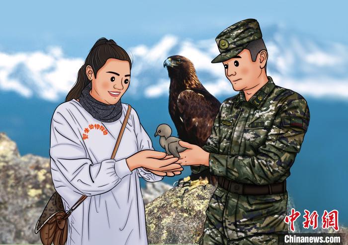 青海武警手繪“環(huán)?！焙?bào)呼吁保護(hù)高原生態(tài)