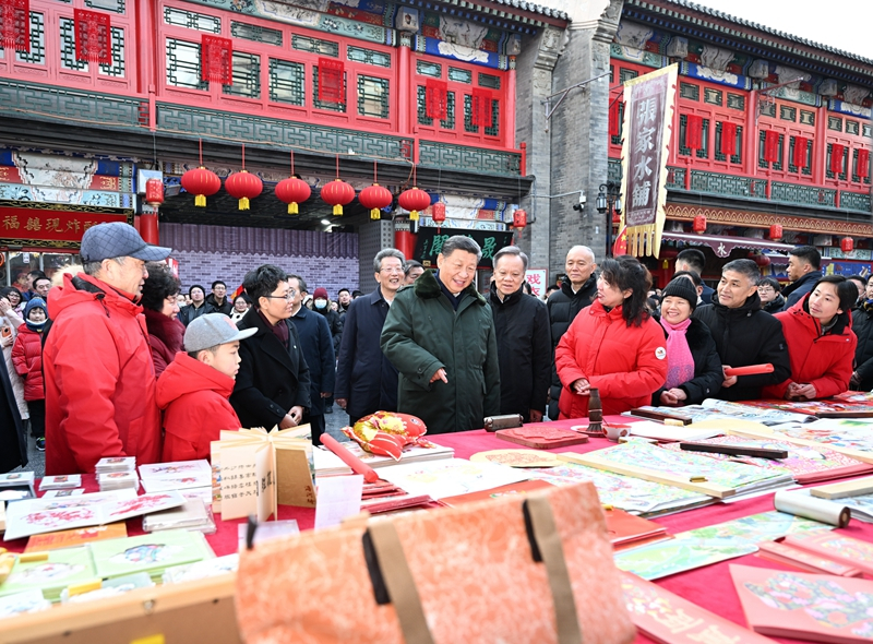 2024年2月1日，習(xí)近平總書記在天津古文化街考察。