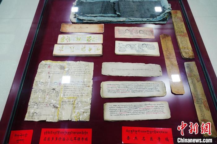 圖為藏醫(yī)古集文獻(xiàn)和藏醫(yī)臨床原始手稿?！●R銘言 攝