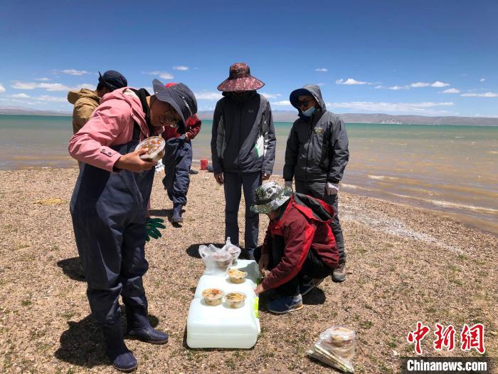 科考隊員在高原湖泊岸邊進(jìn)餐?！?lt;a target='_blank' ><p  align=