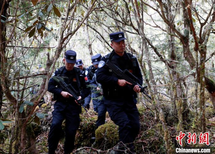 山南邊境管理支隊(duì)玉麥邊境派出所民警在邊境原始森林里開展邊境巡邏?！∴嶇?攝