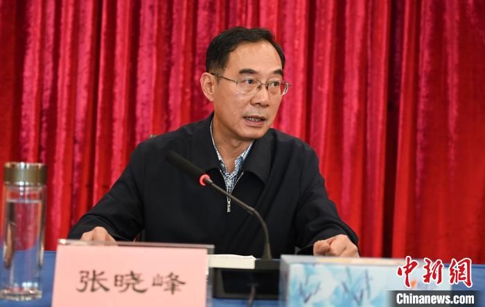 圖為西藏自治區(qū)黨委宣傳部副部長、西藏廣播電視臺黨組書記張曉峰致辭。　趙朗 攝